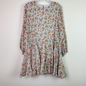 Storia Women's Eyelet Babydoll Peasant Dress Sage Green Cottagecore Large